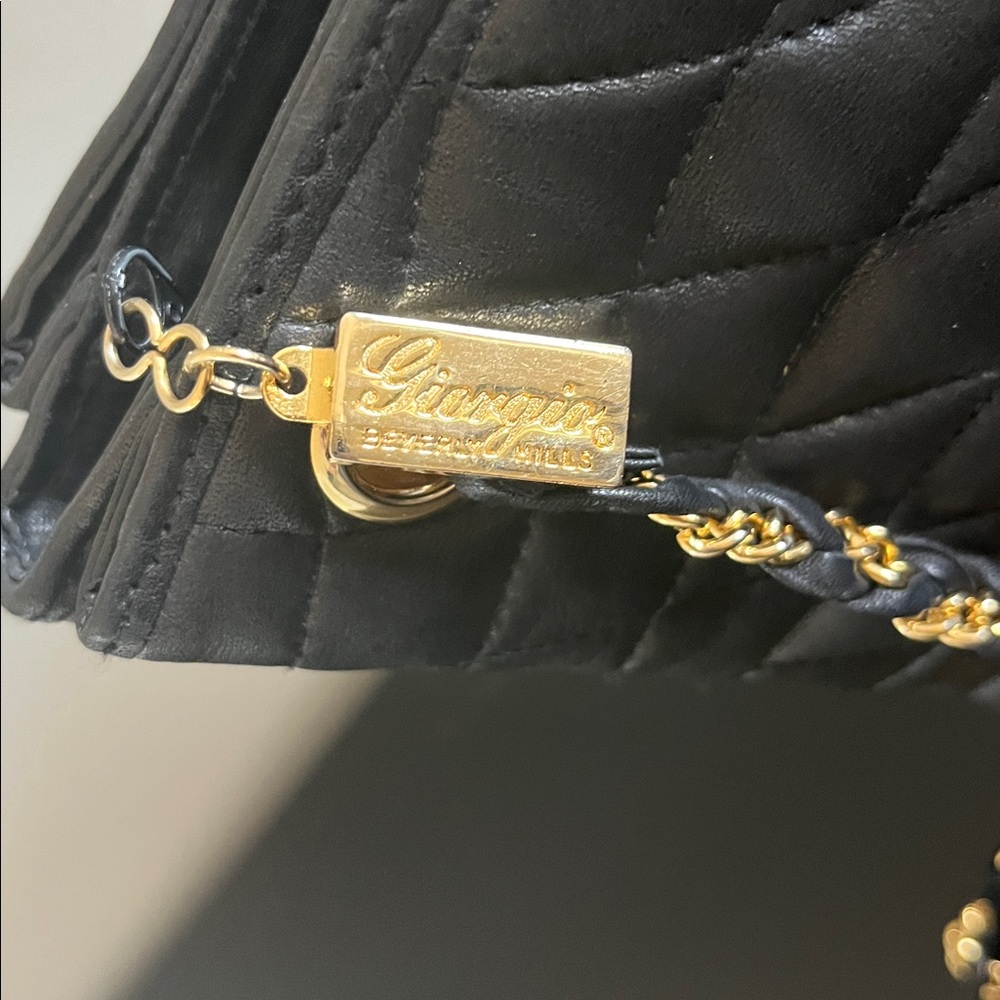 Vintage Black Quilted Shoulder Bag with Gold Accents - Picture 2 of 7